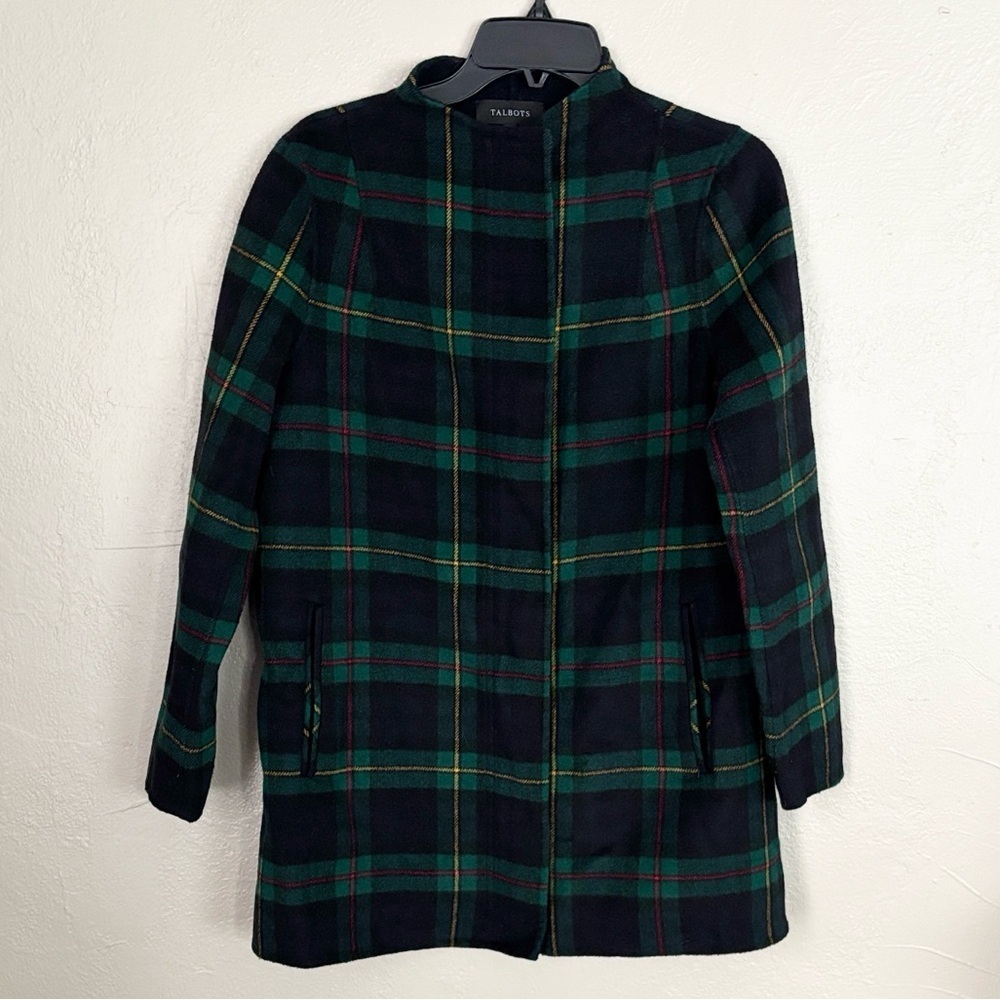 Talbots Plaid Wool Blend Coat Full Zip Women’s Small